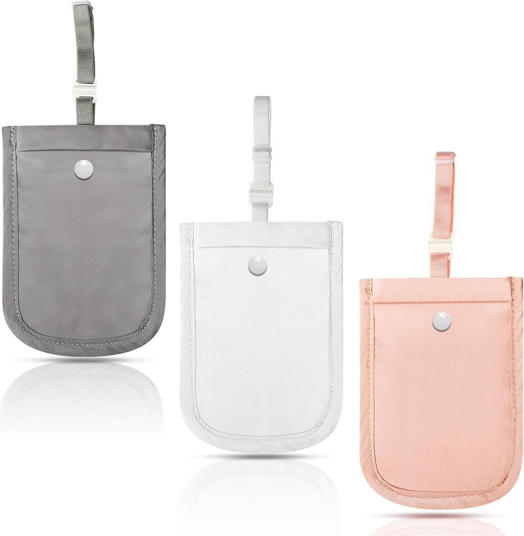 Kajaia 3 Piece Hidden Bra Wallet Women Adjustable Undercover Travel Bra Wallet Secret Pocket Pouch for Credit Card Money Secure(White, Pink, Gray) Kajaia 3 Piece Hidden Bra Wallet Women Adjustable Undercover Travel Bra Wallet Secret Pocket Pouch for Credit Card Money Secure(White, Pink, Gray)