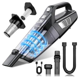 Handheld Vacuum Cordless, 15000PA Strong Suction Hand Held Car Vacuum Cleaner Portable with Multi-Nozzles & Washable Filter, Lightweight Dust Busters Rechargeable for Home, Car, Office, Pets (Black & Silver)