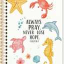 Coastal Christian Spiral Notebook, Luke 18:1 Bible Verse Journal, Religious Scripture Journals for Writing, Ocean Beach Bible Notebooks for Note Taking, 5.5x8.3 Inch