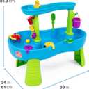 Step2 Rain Showers Splash Pond Water Table, Kids Water and Sand Activity Sensory Playset, Summer Outdoor Toys, 13 Piece Water Toy Accessories, For Toddlers 1.5+ Years Old, Blue & Green