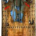 [ Hanging Door Design ] 76'' Halloween Outdoor Decorations Animatronic Zombie Ghost with Light Up Red Eye Shake Effect, Creepy Sound Activated Halloween Posable Haunted House Prop for Front Door Decor