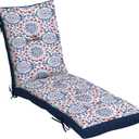 Arden Selections Outdoor Plush Modern Tufted Chaise Cushion, 76 x 22, Water Repellent, Fade Resistant, Tufted Cushion for Chaise Lounger 76 x 22, Clark Blue