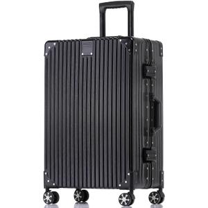 HotWay Zipperless Suitcase with Aluminum Frame, Checked In 28 Inch, Black