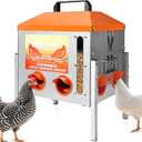 55LBS Automatic Chicken Feeder, No-Waste Coop Feeder with Viewing Window, 8 Feeding Ports, Adjustable Legs & Secure Locking Lid, Large Capacity Feed Dispenser for Chickens, Ducks and Poultry