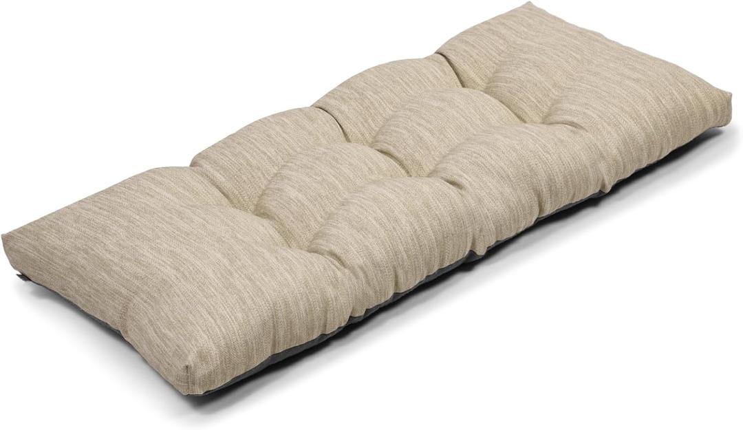 baibu 40 Inch Classic Solid Color Bench Cushion with Ties, Super Soft Indoor Outdoor Rectangle Bench Seat Cushion Standard Size Foam Pad with Non-Slip Bottom - One Pad Only (Beige, 40x15x3in)