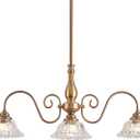 HDDFL 3 Lights Chandelier Light Vintage Pendant Lighting Fixtures Matte Brass Chandelier Lamp Kitchen Glass Pendant Lamp for Island Dining Room Living Room