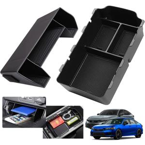 2024 2025 2026 Civic Center Console Organizer Tray for 2023 2022 Honda Civic 11th Gen Sedan Hatchback LX EX Sport 2022 Accessories Civic 2023 Central Console Organizer Insert Tray(2pcs)