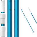 CKE Upgraded 16.5 Feet Thicken 1.3mm Blue Aluminum Telescoping Swimming Pool Pole,Adjustable 3 Piece Expandable Step-Up,Attach Connect Skimmer Net,Rakes,Brushes,Vacuum Head with Hoses, Universal 1.25"