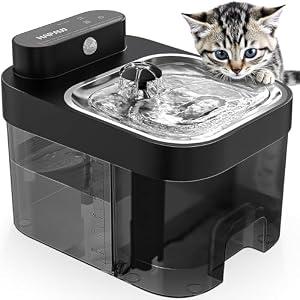 HAPAW Cat Water Fountain, Wastewater Separation & No Filter Cotton, Pet Water Dispenser with 101oz/ 3L Large Capacity Tank, Wireless Automatic Water Fountains for Cats Indoor Cat Watering Supplies