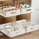 MUSTORN 2 Pack Pull Out Cabinet Organizer, Slide Out Cabinet Drawers Peel and Stick Pull Out Drawers Heavy Duty Pull Out Shelf for Kitchen, Cupboard, Pantry, Bathroom (16.5" D*11.8" W*3.94" HWhite)