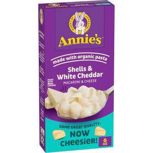 Annie's Shells and White Cheddar, Made with Organic Pasta and Real Cheese, 6 oz (6 Ounce (Pack of 1))