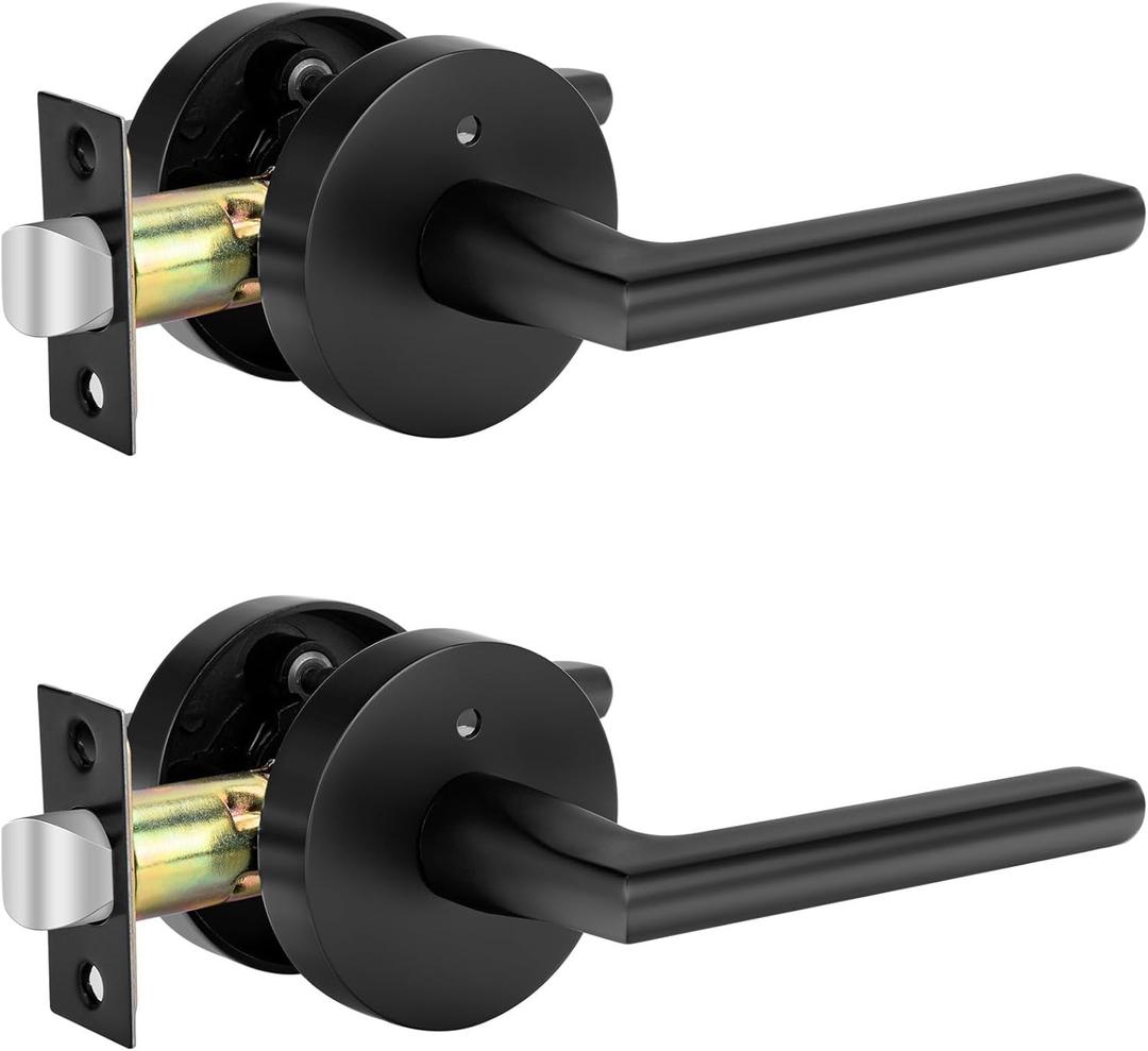 Haidms Black Passage Door Handles, Heavy Duty Matte Black Interior Door Handles Closets, Zinc Alloy Doorhandles Closet Door Lever Hardware(2 Pack)