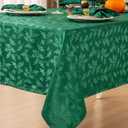 Mebakuk Christmas Jacquard Tablecloth Waterproof Elegant Damask Floral Pattern Table Cloth, Heavy Weight Wipeable Wrinkle Free Table Covers for Dinner or Daily Uses (Green, 60 x 144 Inch)