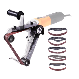 VEVOR Belt Sander Adapter for Angle Grinder, US 5/8-11 Thread Pipe Tube Sanding Attachment with 10PCS Sanding Belts (60/120/240/400/600 Grits) for Metalworking, Rust Removal