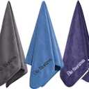 Microfiber Gym Towels Bigger Size Super Soft for Exercise Fitness, Sports, Workout, 380-GSM 15-Inch x 31-Inch Quick-Drying Towels (3 Pack, Grey+Blue+Navy Blue)