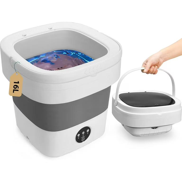 Portable Washing Machine 16L Mini Laundry Washer 3 Modes with Spin Basket Laundry Machine Cleaning Depth Underwear,Baby Clothes Small Shirt for Apartments Dormitories Hotels and Camping (Grey)
