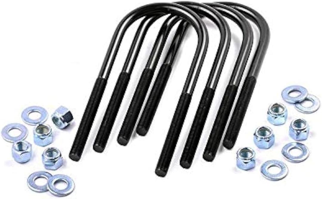 Rough Country 1/2" Round Suspension U-Bolts | 1/2 x 3.25 x 6.5-7629,Black