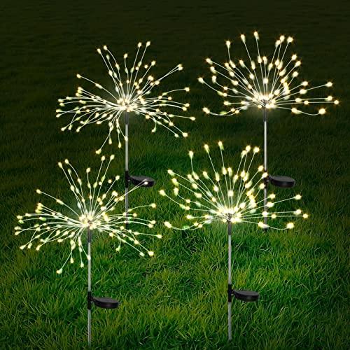 3 Pcs Solar Garden Lights Solar Firework Lights, 480 LED Solar Powered String Light 2 Modes Twinkling Solar Lights for Garden, Wedding, Party, Patio(Warm White), 100182987