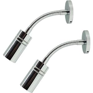 THALASSA 2 Pcs 12V Short Flexible Gooseneck Light RV Reading Light Wall Lamp Warm White, Boat Bedside Spot Light 1.4W, DC 10-30Volts Surface Mount on Marine Caravan Camper Van Yacht Interior