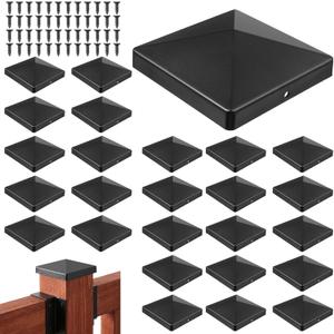 24 Pcs 4x4 Post Caps, Plastic Pyramid Caps Cover, Fits for Actual 4x4 Inch Wood Posts, UV Fade Resistant Outdoor Protection for Fence Mailbox and Deck, Long-Lasting, Black