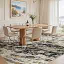 Area Rugs for Living Room: 10X14 Abstract Washable Rug Modern Neutral Large Soft Stain Resistant Non-Slip for Bedroom Dining Room Indoor Home Office Carpet - Black Gold