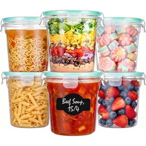 Vtopmart 6 Pack 24oz Soup Containers with Airtight Lids, Deli Containers for Take-Out, Plastic Food Freezer Storage Containers for Meal Prep, Salad, Fruit, Lunch, Microwave/Dishwasher/Freezer Safe
