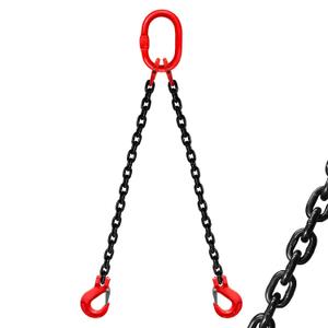 2 Ton Chain Sling 1/4 Inch x 5 Ft Lifting Chains 2 Legs Industrial Grab Hooks 4400LBS Capacity Lifting Slings G80 Alloy Steel Engine Chain Hoist Lifts for Cargo Security Towing and Handling