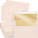 Best Paper Greetings A7 Envelopes - Blush Pink, 5.25 x 7.25 In, 50 Pack, Bronze Foil Lining - Peel & Seal Invitation & Mailing Envelopes for Wedding Invitations & Stationery Supplies