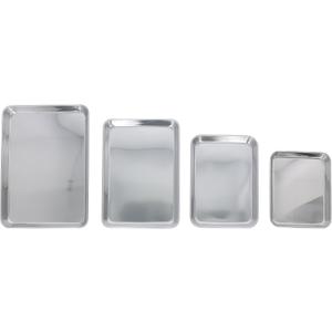 Takagi Stainless Steel Square Tray, Set of 4, Bulk Purchase, Cooking, Frying, Silver, Stackable Rectangular, Cooking Bat, Tray