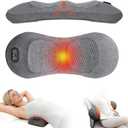3 in 1 Rechargeable Electric Back Massager for Pain Relief Deep Tissue, Ergonomic Memory Foam Lumbar Support Pillow with Heat, Vibration and Traction, Cordless Lower Back Massager for Home & Office