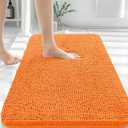 OLANLY Bathroom Rugs 36x24, Extra Soft Absorbent Chenille Bath Rugs, Rubber Backing Quick Dry, Machine Washable Bath Mats for Bathroom Floor, Tub and Shower, Home Decor Accessories, Orange