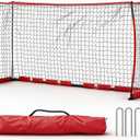 Garvee Soccer Goal for Backyard, Heavy Duty Galvanized Steel Frame Soccer Goal with Foam Padded Posts, Large Portable Soccer Net with Velcro Design, Weatherproof Outdoor Training, 12x6FT-Red