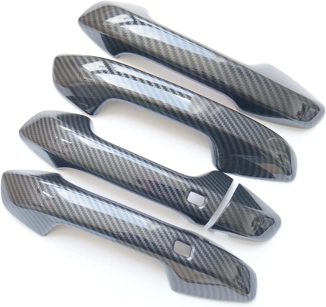Carbon Fiber Chrome Exterior Door Handle Cover Trims for KIA Seltos Forte Cerato K3 2019 2020 2021 2022 2023 2024 (Carbon Fiber Style)