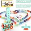 Kids Domino Train Toy Set,Automatic 180 Pcs Dominoes Train Toys With Lights And Sound,Creative Educational Toys For Kids,Boys,Girls,Toddler,Ages 3-8The Gift For Birthday,Christmas,New Year,Easter.