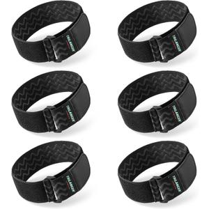 Trilancer Elastic Cinch Straps with Anti-Slip Strips, 14 "x 2" (6 Pack) Multipurpose Hook and Loop Bundling Straps for Hose, Cords, Bike, Luggage, Camping, Yoga Mats