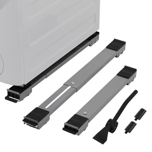 LUCKUP Heavy Duty Appliance Rollers W/Crowbar, Extendable Washing Machine Stand Furniture Rollers Mobile Fridge Base Furniture Sliders for Refrigerators Washer and Dryer Support 660 lbs, Black