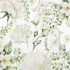 100 White Floral Luncheon Napkins Disposable Blossom Flowers Paper Napkins Greenery Leaves Dessert Dinner Hand Napkin for Wedding Birthday Bridal Shower Party Supplies