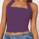 TiulZial Women Sexy Halter Neck Backless Tank Top Open Back Sleeveless Slim Fit Y2k Summer Tops, S