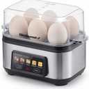 Elite Gourmet Digital Egg Cooker, 6 Egg Capacity, Soft/Medium/Hard Boiled, Poach & Omelet, One-Touch Graphic Display, Auto Shut-Off, Stainless Steel Heating Plate & Housing