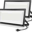 2 Pack 800W LED Flood Light Outdoor,3750W Equivalent Super Bright FloodLight with Plug,88500LM 5000K Daylight White IP66 Waterproof Commercial Lighting for Sports Fields,Counts,Arena,Stadium