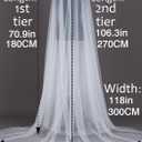 Unsutuo Cathedral Wedding Veil 2 Tier Bridal Veil with Comb Drop Veils Cut Edge for Bride (Ivory)
