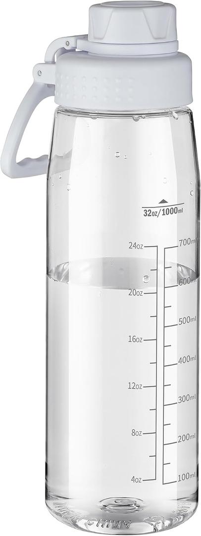 Water Bottles 32oz- BPA-Free Tritan Plastic, Fast Flow Spout Lid, Wide Mouth & Leakproof Design Hiking Water Bottle Suitable for Travel, Outdoors, Gym, Travel, Home, School(Clear)