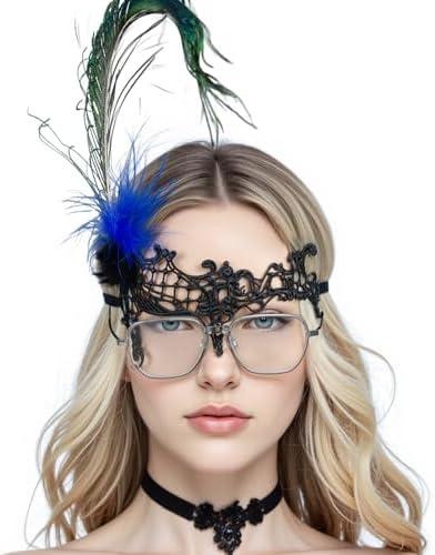 Janiyfo Masquerade Mask for Glasses Wearers, Mardi Gras, Cosplay, Masquerade Party Accessories