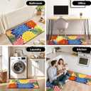 Kitchen Mats for Floor 2PCS Cushioned Anti Fatigue Kitchen Mats Waterproof Non Slip Kitchen Mat Rug Set Comfort Foam Standing Mat for Sink, Laundry, Office,17.3" x 28" + 17.3" x 47", Colorful