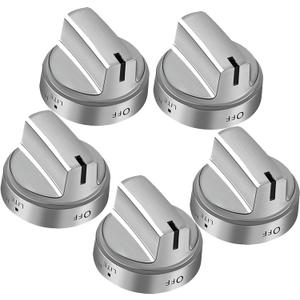 WB03X24818 Gas Stove Knob Replacement for G-E Cooktop - Stainless Steel G-E Profile Stove Knobs Fit JGB645EEK1ES JGB660EEJ1ES JGB700EEJ1ES JGB700SEJ1SS | 5 Pack