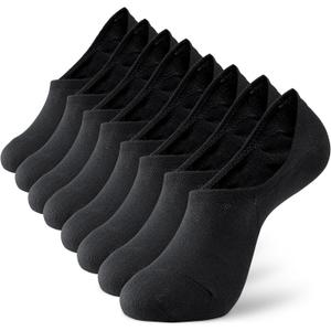 MONFOOT Men's/Women's 4 Pairs Invisible No Show Non slip Socks, Multipack (Large)