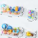 Nieifi Bath Toy Storage Holder, Bathtub Toy Storage, Large Capacity Bath Toy Organizer, Adhesive Shower Caddy for Bathroom, Clear (2 large + 1 small + 1 long)