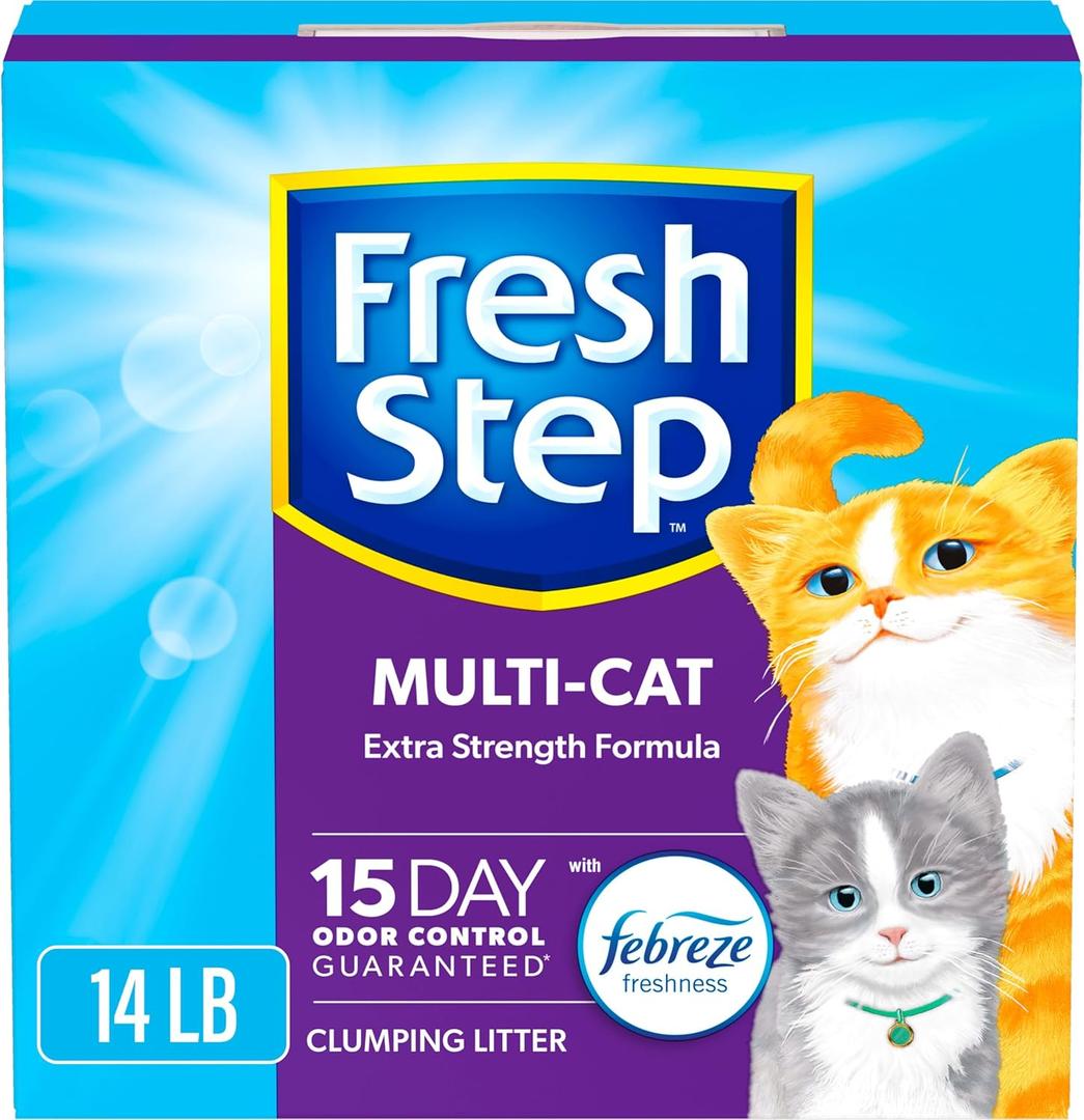 Fresh Step Clumping Cat Litter, Multi-Cat, Long Lasting Odor Control Kitty Litter with Activated Charcoal, Low Dust Formula, 14 lb Fresh Step Clumping Cat Litter, Multi-Cat, Long Lasting Odor Control Kitty Litter with Activated Charcoal, Low Dust Formula, 14 lb