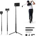 Monopod and Tripod Selfie Stick to Record Golf Swing Training Aid with Ground Spike Stake & Gopro Adapter & 1/4" Screw, Magnetic Golf Phone Holder Compatible with Magsafe iPhone