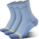 BRISIRA Coolmax Bamboo Viscose Running Compression Quarter Socks Women Moisture Wicking Anti Blister Athletic Ankle Cushion (8-10, 3 Pairs Blue)